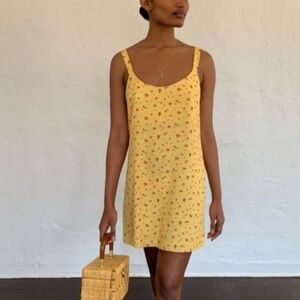 Reformation yellow floral slip mini dress